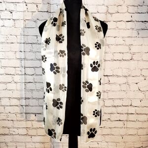 Unbranded Puppy Paw Print Dog Scarf Shawl Black White Scarf Wrap